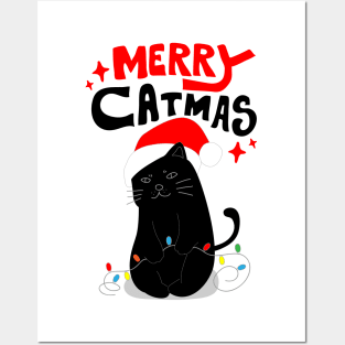 Merry Black Catmas Posters and Art